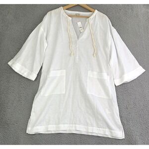 New J. Crew Top Tunic Womens Size Medium Cotton Linen V Neck  J. Crew Beachwear
